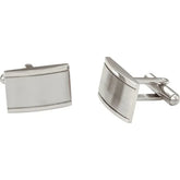 Mens Stainless Steel Rectangular Cufflinks with Satin Finish